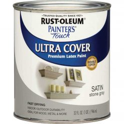 Best Sale 👏 Rust-Oleum Painter's Touch Ultra Cover Stone Gray Acrylic Latex Satin Decorator Enamel, 1 Qt. 🎁