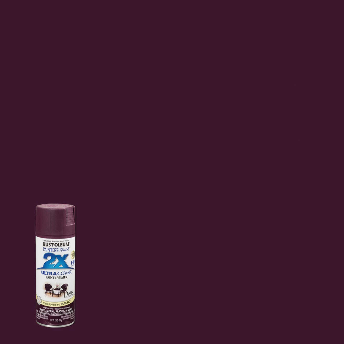 Best deal β Rust-Oleum Painter's Touch 2X Ultra Cover 12 Oz. Satin Paint + Primer Spray Paint, Aubergine π 3 Best deal β Rust-Oleum Painter's Touch 2X Ultra Cover 12 Oz. Satin Paint + Primer Spray Paint, Aubergine π