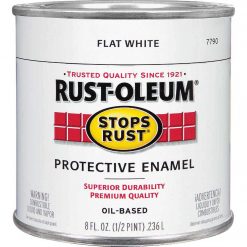 Top 10 🧨 Rust-Oleum Stops Rust Oil Based Flat Protective Rust Control Enamel, White, 1/2 Pt. ⭐