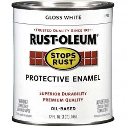 Outlet 💯 Rust-Oleum Stops Rust Oil Based Gloss Protective Rust Control Enamel, White, 1 Qt. 🔥