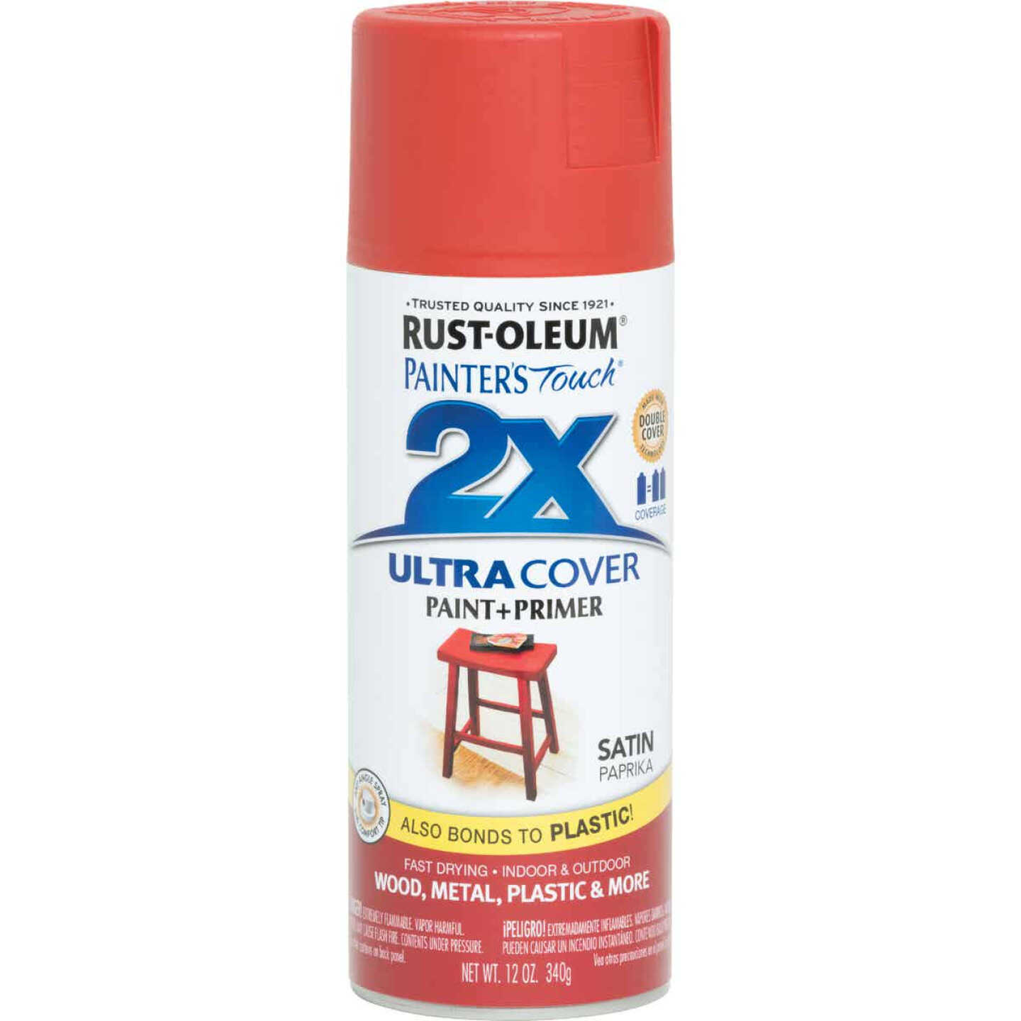 Outlet ❤️ Rust-Oleum Painter's Touch 2X Ultra Cover 12 Oz. Satin Paint + Primer Spray Paint, Paprika ⌛ 4 Outlet ❤️ Rust-Oleum Painter's Touch 2X Ultra Cover 12 Oz. Satin Paint + Primer Spray Paint, Paprika ⌛ - Image 2