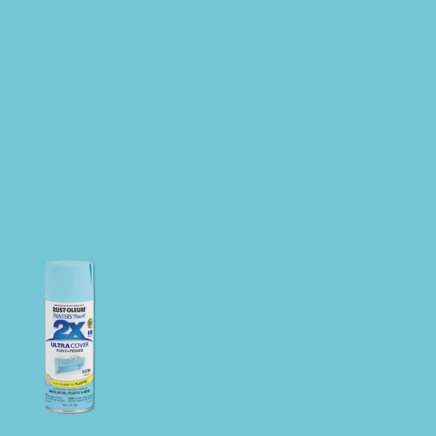 Discount π Rust-Oleum Painter's Touch 2X Ultra Cover 12 Oz. Satin Paint + Primer Spray Paint, Aqua π 3 Discount π Rust-Oleum Painter's Touch 2X Ultra Cover 12 Oz. Satin Paint + Primer Spray Paint, Aqua π