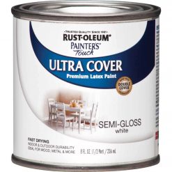 Coupon ⭐ Rust-Oleum Painter's Touch 2X Ultra Cover Premium Latex Paint, White Semi-Gloss, 1/2 Pt. 👍