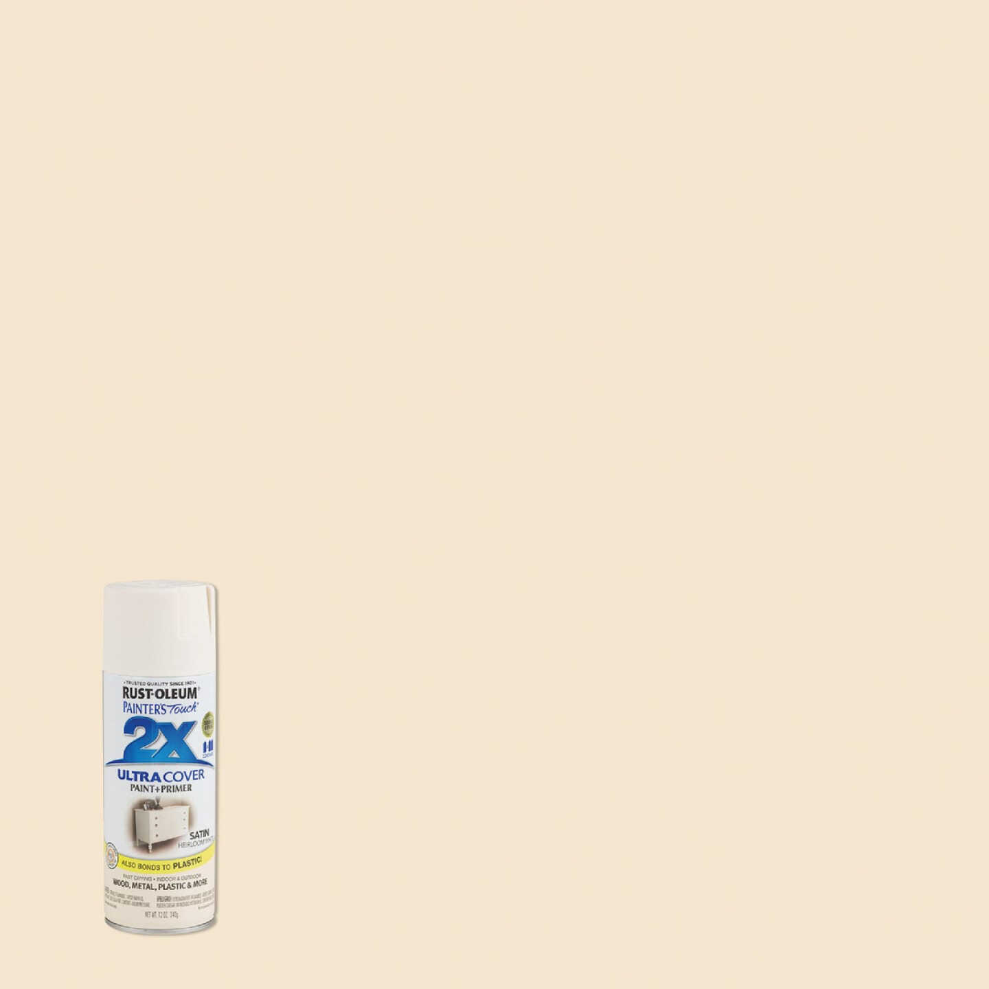Buy π Rust-Oleum Painter's Touch 2X Ultra Cover 12 Oz. Satin Paint + Primer Spray Paint, Heirloom White 𧨠3 Buy π Rust-Oleum Painter's Touch 2X Ultra Cover 12 Oz. Satin Paint + Primer Spray Paint, Heirloom White π§¨