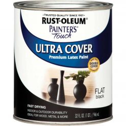Best deal 🌟 Rust-Oleum Painter's Touch 2X Ultra Cover Premium Latex Paint, Flat Black, 1 Qt. 🌟